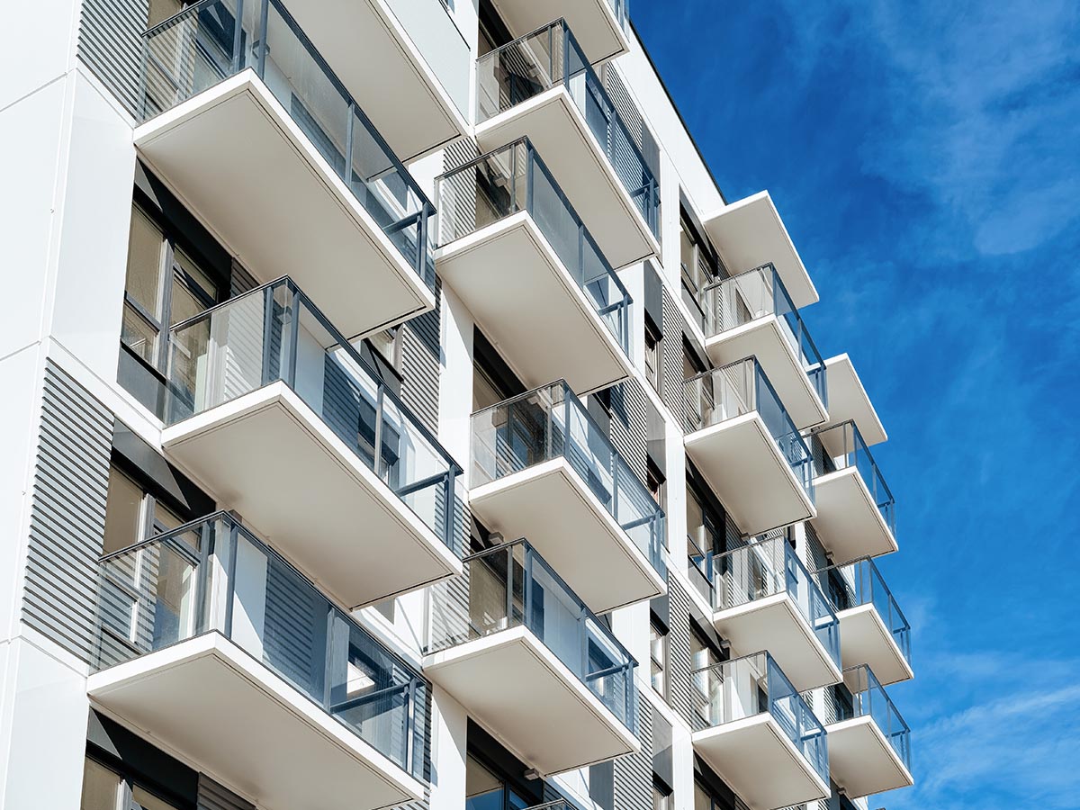 Apartment complex building.