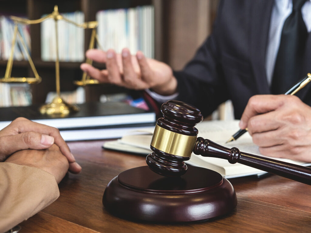 Male lawyer in a consultation with a client.