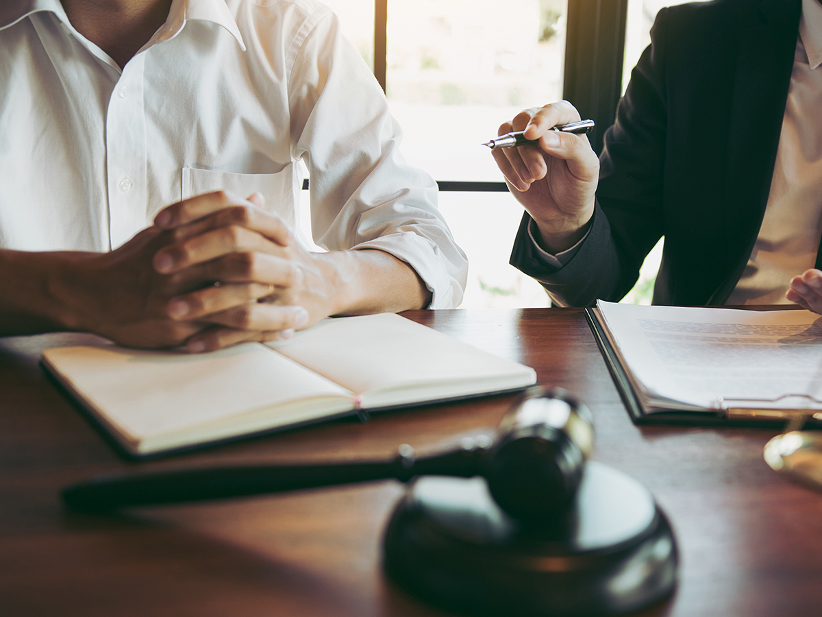 Lawyers discussing a case