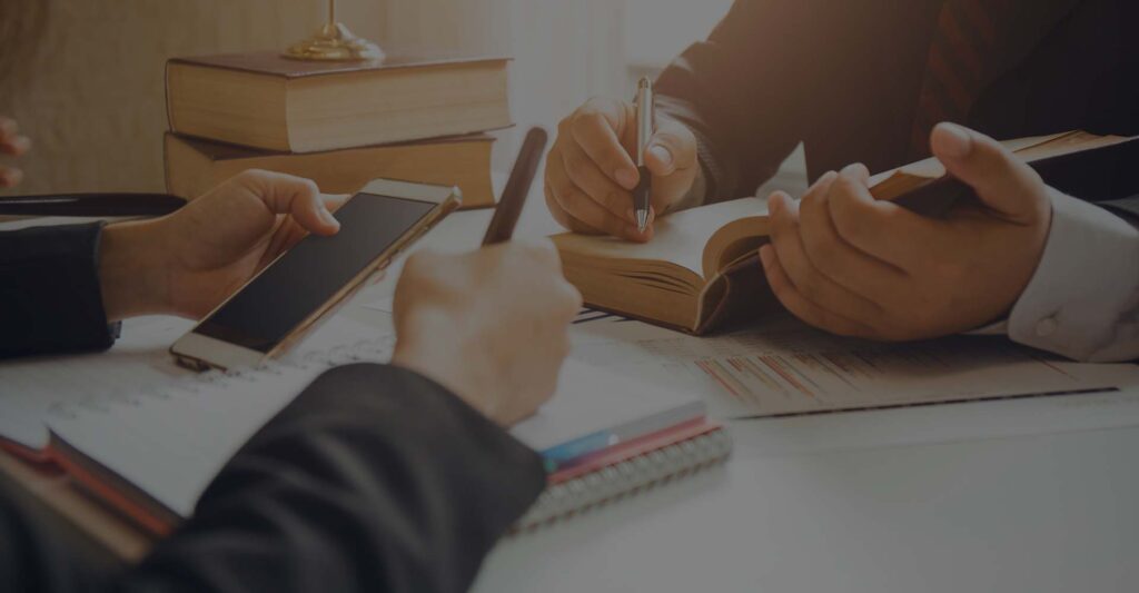 A lawyer going over paperwork
