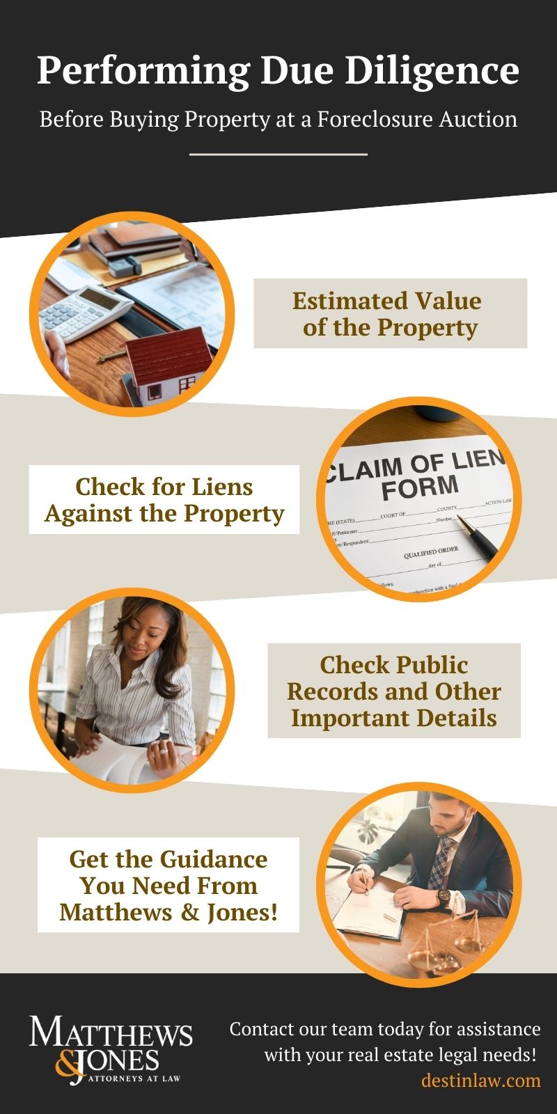 Performing Due Diligence Before Buying Property at a Foreclosure Auction Infographic