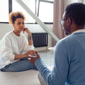 Female friending listening to her friend
