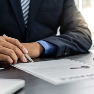 Lawyer reviewing a contract