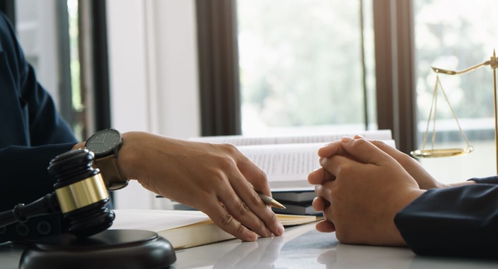 Lawyer with a client