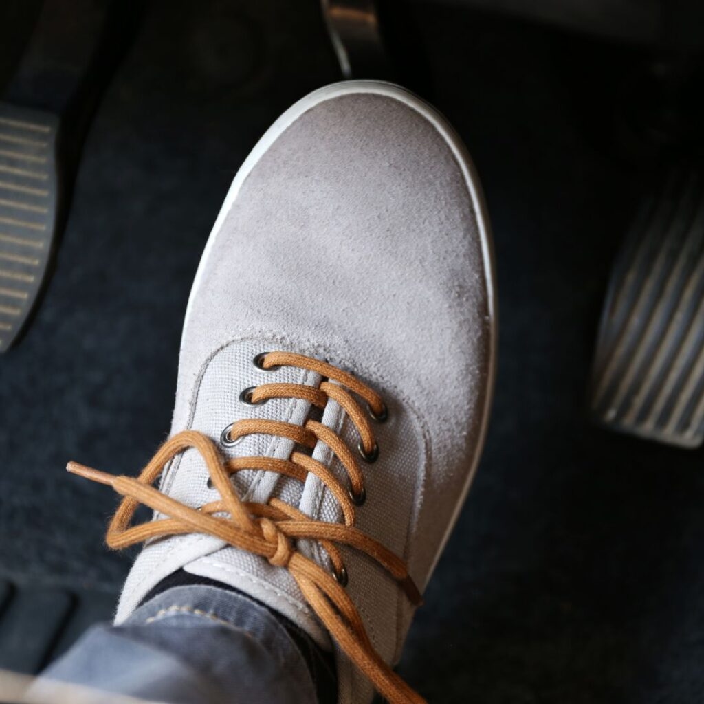 driver's foot on the brake