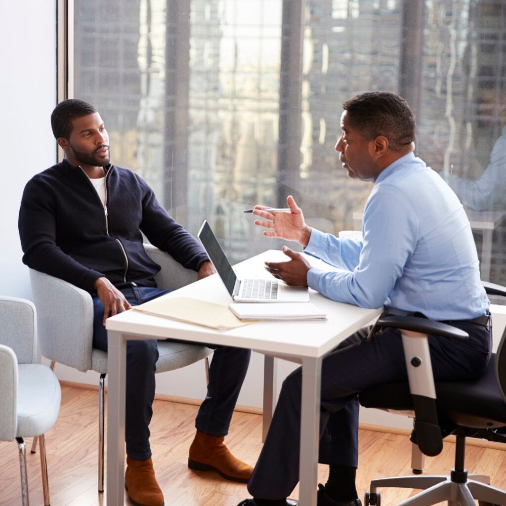 man consulting with dui attorney