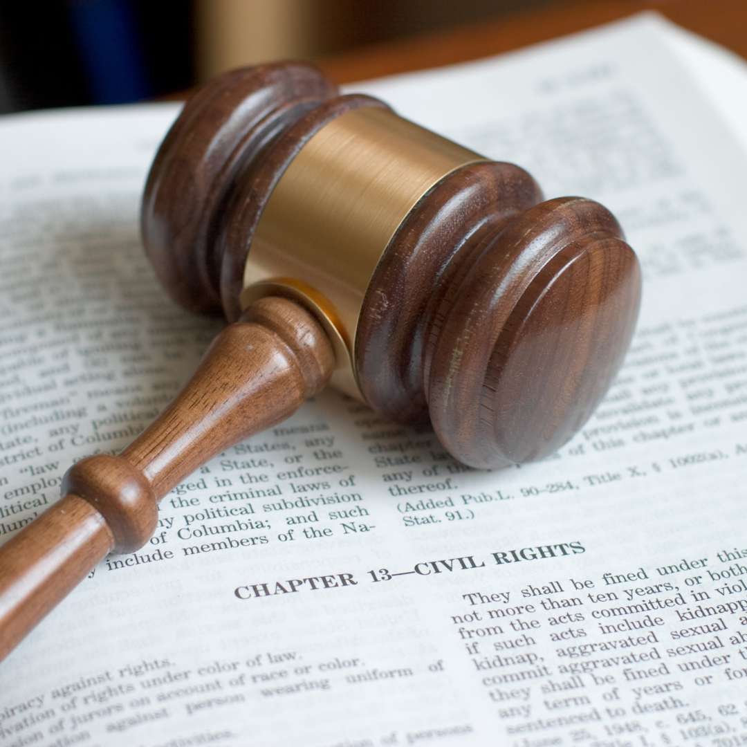 gavel on top of law book