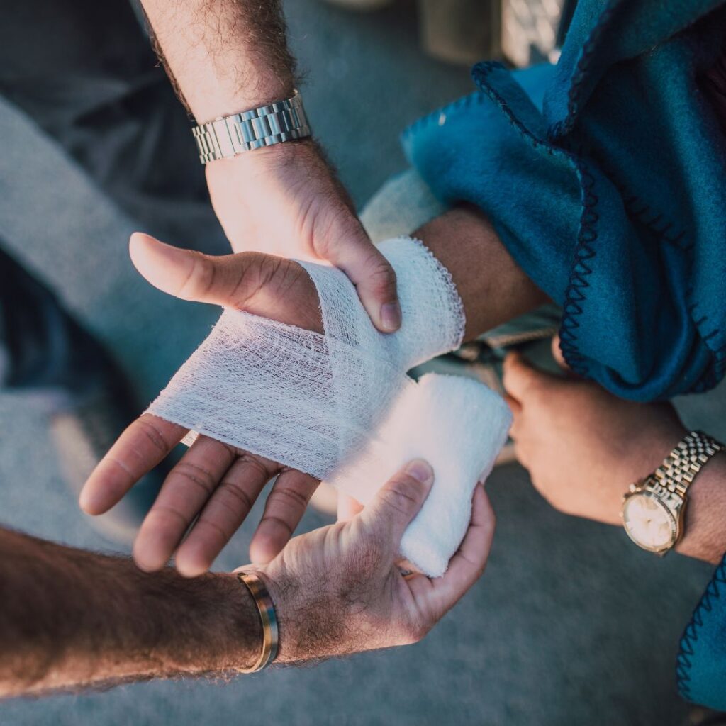 person with hand injury