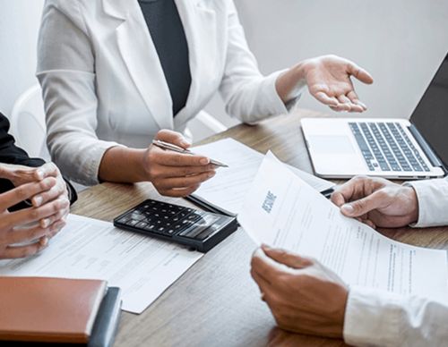 Recruiter reviewing a candidate's resume during an interview
