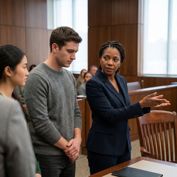 man and attorney in court