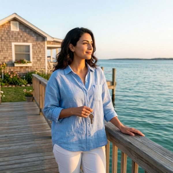 woman looking at ocean