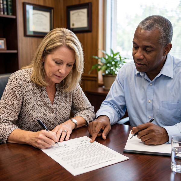 woman and attorney