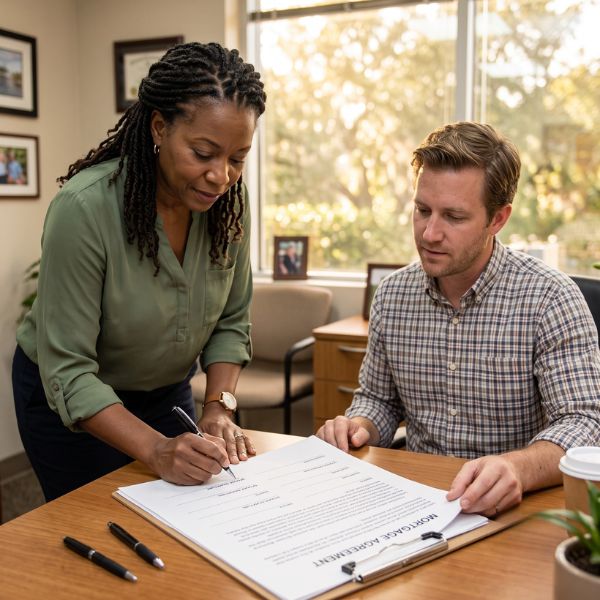 woman and attorney