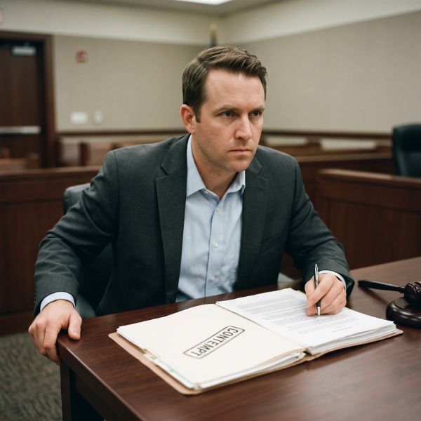 man in court room