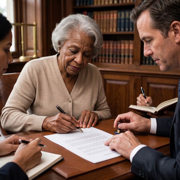 woman signing papers